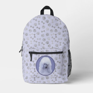 Standard Pudel Weiß Malerei - Originale Hunde Kuns Bedruckter Rucksack