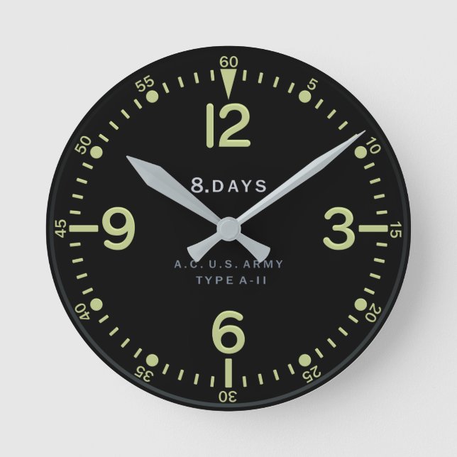Standard-Retro-Flugzeuguhr der US-Armee Runde Wanduhr (Vorderseite)
