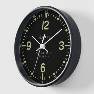 Standard-Retro-Uhr für Armeeflugzeuge der USA Uhr