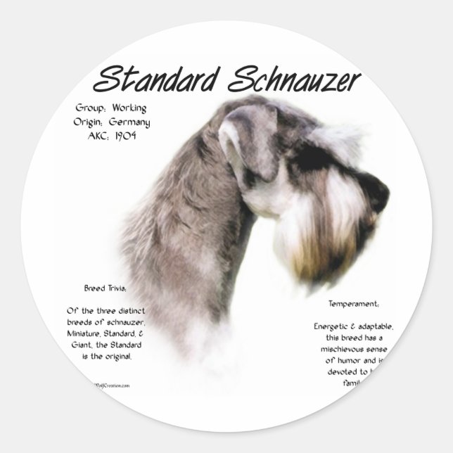 Standard Schnauzer History Design Runder Aufkleber (Vorderseite)