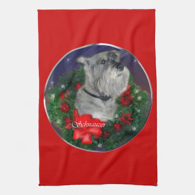 Standard Schnauzer Weihnachten Küchentuch (Vertikal)