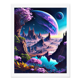 Standard schöner Raum mit mystischen Planeten 3d Fotodruck