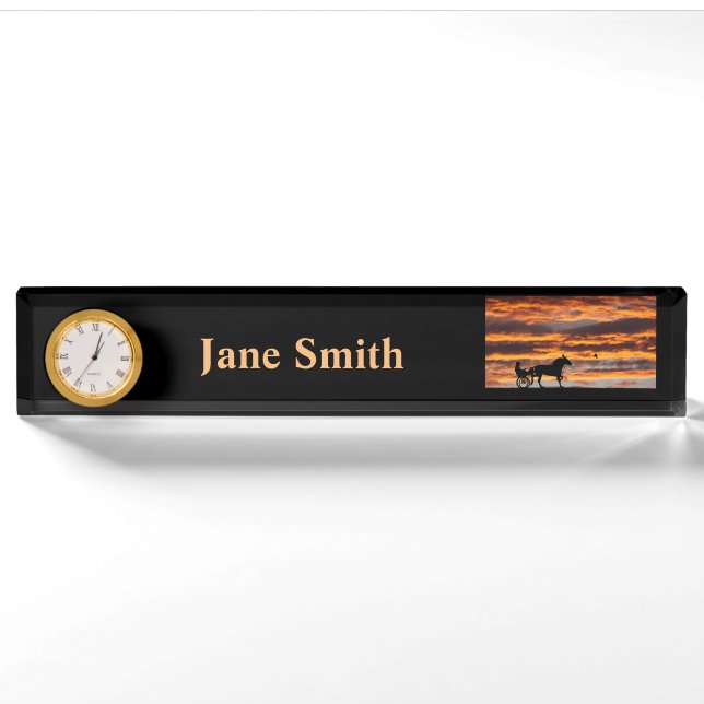 Standard Trotting Racehorse Desk Name Plate Namensplakette (Vorderseite)
