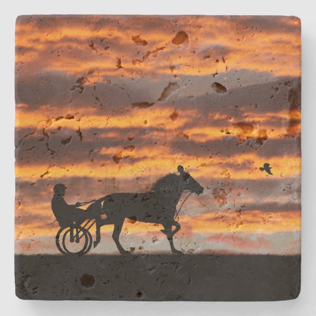 Standard-Trotting-Racehorse-Stone-Untersetzer Steinuntersetzer (Vorderseite)
