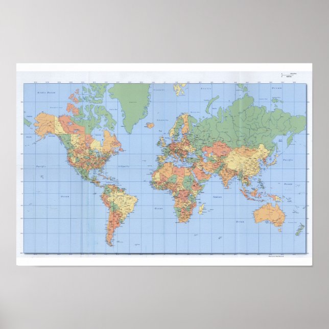 Standard World Map, Printed Map Poster (Vorne)