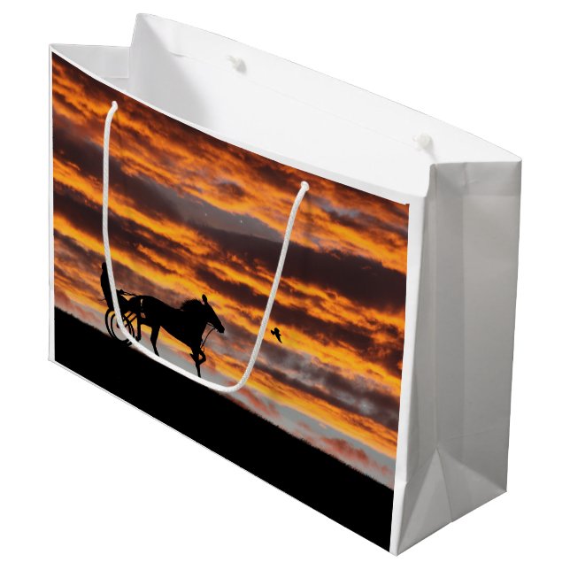 Standardbred Trotting Racehorse Gift Bag Große Geschenktüte (Vorderseite Schrägansicht)