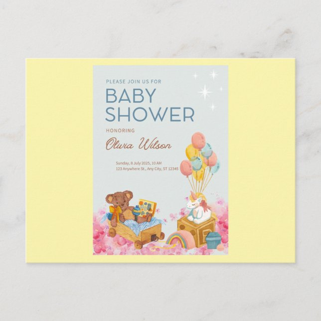 Standardeinladungen für Babyduschen auf der Postka Postkarte (Vorderseite)