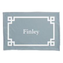 Standardkissenfall für dusty Blue Greece Key Monog