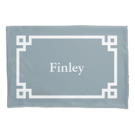 Standardkissenfall für dusty Blue Greece Key Monog Kissenbezug