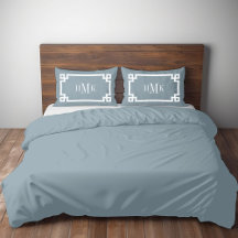 Standardkissenfall für dusty Blue Greece Key Monog