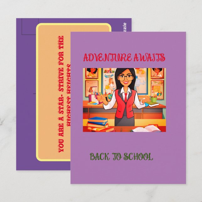 Standardpostkarte für Schwarz bis Schule Postkarte (Vorne/Hinten)