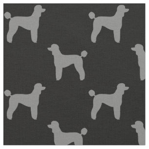 Standardpudel-Silhouette-Muster grau und schwarz Stoff