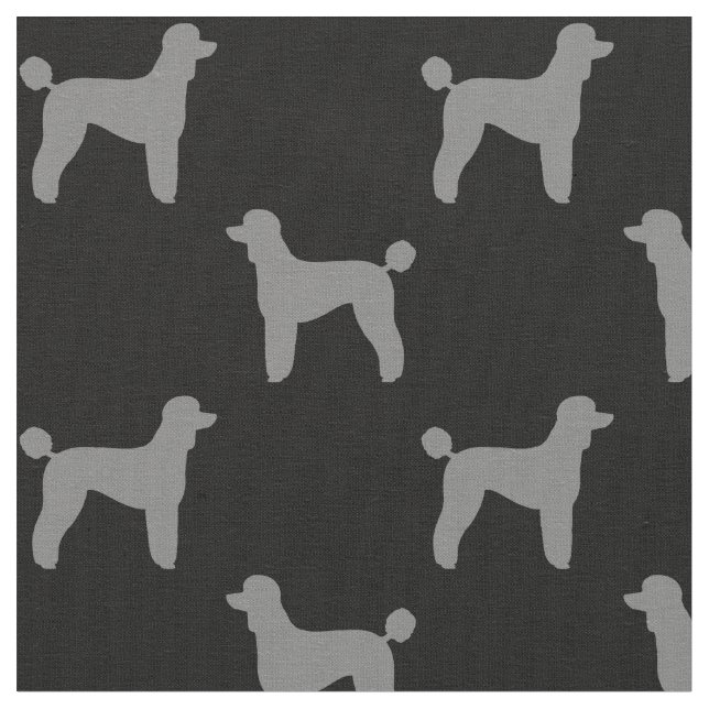 Standardpudel-Silhouette-Muster grau und schwarz Stoff (Nahaufnahme)