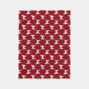Standardpudel-Silhouette-Muster-Rot Fleecedecke