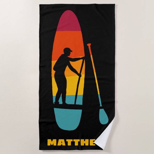Standauflage-Paddelbrett SUP-Sonnenuntergang Perso Strandtuch (Vorderseite)