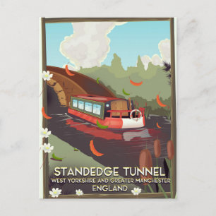 Standedge-Tunnel UK-Kanal-Reiseposter. Postkarte
