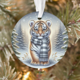 Standing Tiger in Striped Scarf
