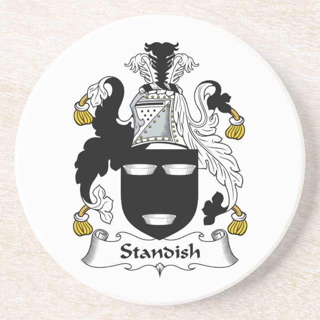 Standish Familienwappen Sandstein Untersetzer (Vorne)