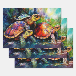 Standoff mit drei wütenden Schildkröten Geschenkpapier Set