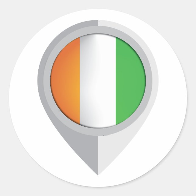 Standortflagge für das Button Côte d'Ivoire Runder Aufkleber (Vorderseite)