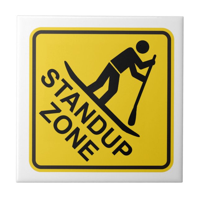 Standup Paddleboarding Zone Road Sign Fliese (Vorderseite)