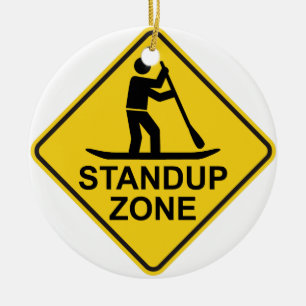 Standup Paddleboarding Zone Road Sign Keramikornament