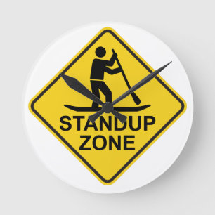 Standup Paddleboarding Zone Road Sign Runde Wanduhr