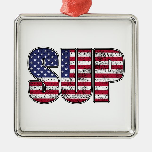 Standup Paddling SUP American Flag Ornament Aus Metall (Vorne)