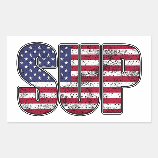 Standup Paddling SUP American Flag Rechteckiger Aufkleber (Vorderseite)