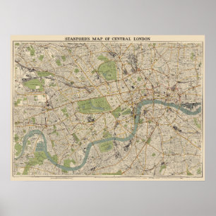 Stanford’s Map of Central London - London Map 1942 Poster