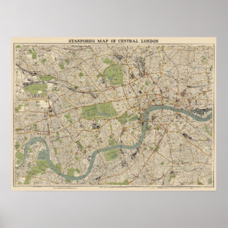 Stanford’s Map of Central London - London Map 1942 Poster