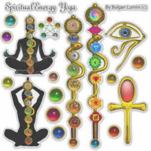 STANGE ASCLEPIUS, 7 CHAKRAS YOGA-LOTOS-POSE, Horus Aufkleber