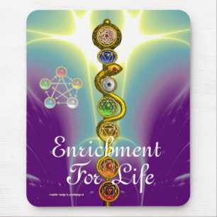 STANGE VON ASCLEPIUS, 7 CHAKRAS, YOGA, GEISTIGE MOUSEPAD