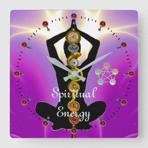STANGE VON ASCLEPIUS 7 CHAKRAS, YOGA-LOTOS-POSE QUADRATISCHE WANDUHR