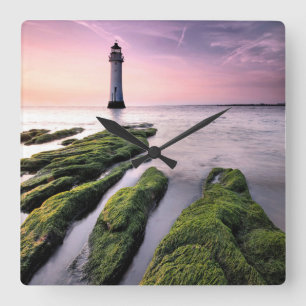 Stangen-Felsen-Leuchtturm Quadratische Wanduhr