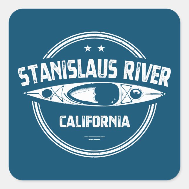 Stanislaus River California Kayaking Quadratischer Aufkleber (Vorderseite)