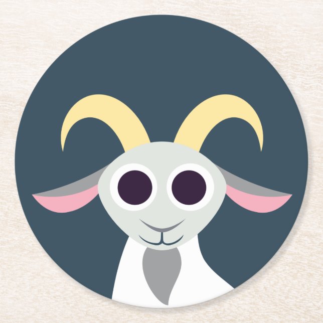 Stanley die Ziege Runder Pappuntersetzer (Vorderseite)