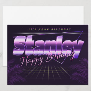 Stanley Nom Prénom carte rétro lilas Anniversaire