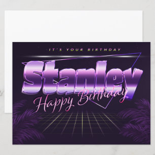 Stanley Nom Prénom lila retro Carte Anniversaire