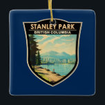 Stanley Park Vancouver Canada Travel Art Vintag Keramikornament<br><div class="desc">Stanley Park im Stil der Vektorkunst. Als Vancouvers erster Park mit seinen blühenden Gärten,  unberührten Küstengebieten und rund 500.000 Zedern-,  Tannen- und Häuserbäumen.</div>