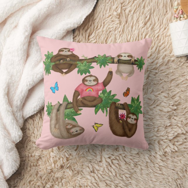 Stanley Sloth & amis coussin rose (Couverture)