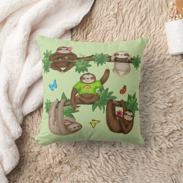 Stanley Sloth & amis coussin vert (Couverture)