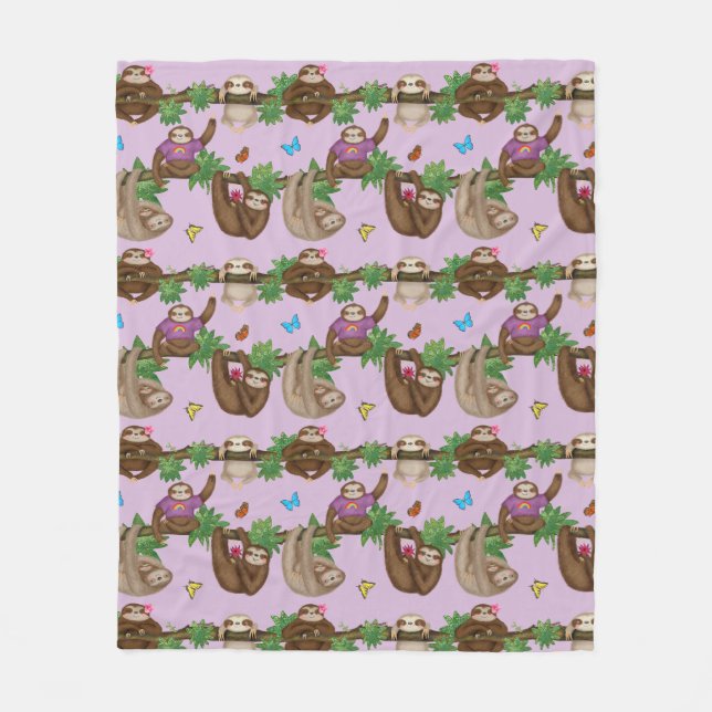 Stanley Sloth & friends gemütliche lila Fleecedeck Fleecedecke (Vorderseite)