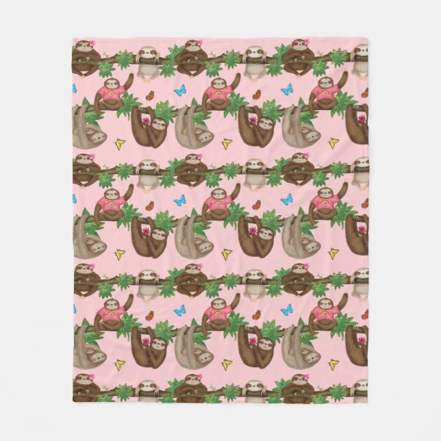 Stanley Sloth & Friends gemütliche, rosa Fleecedec Fleecedecke (Vorderseite)