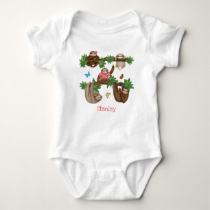 Stanley Sloth personalisiert rosa Babybodysuit Baby Strampler