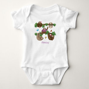 Stanley Sloth personalisierter lila Babybodyanzug Baby Strampler