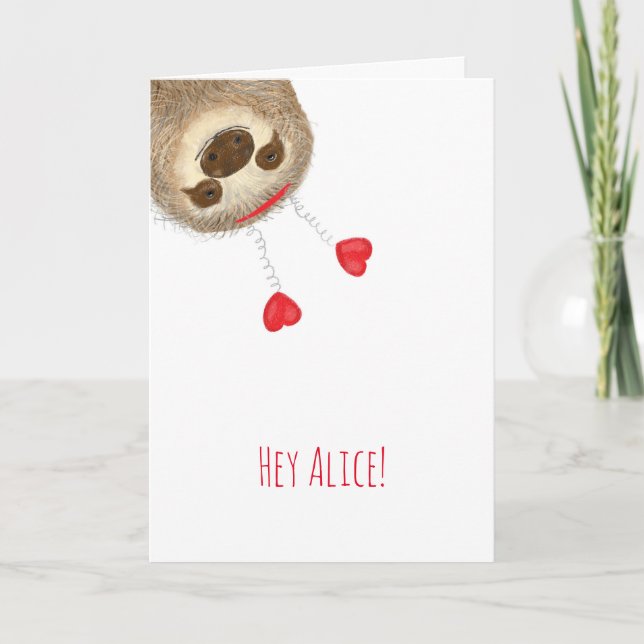 Stanley sloth personlisierte Valentinenkarte Karte (Vorderseite)