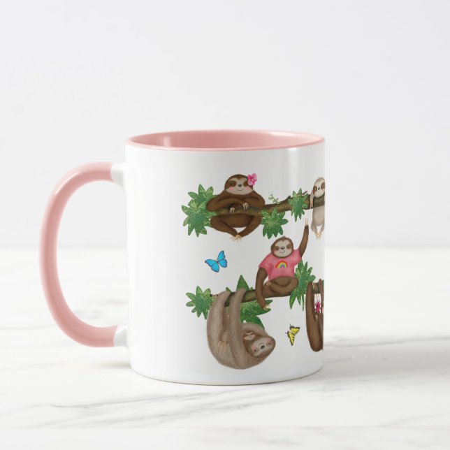 Stanley Sloth pink "genießt eine faule Cuppa"-Tass Tasse (Links)