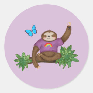 Stanley Sloth rund um lila Aufkleber