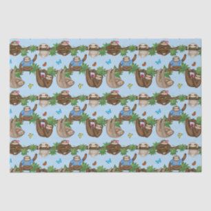 Stanley Sloth und Freunde, blaues Papiertuch Seidenpapier